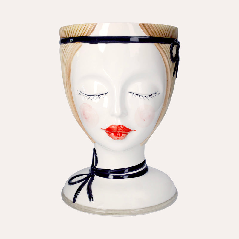 Vaso Testa di Donna in Ceramica Italiana – Design Artistico Fatto a Mano