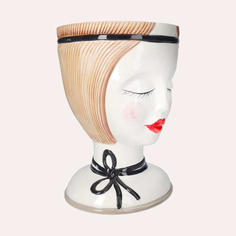 Vaso Testa di Donna in Ceramica Italiana – Design Artistico Fatto a Mano