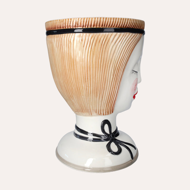 Vaso Testa di Donna in Ceramica Italiana – Design Artistico Fatto a Mano