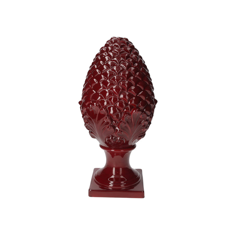 Decorazione Pigna in Ceramica Bordeaux Artigianale 100% Made in Italy