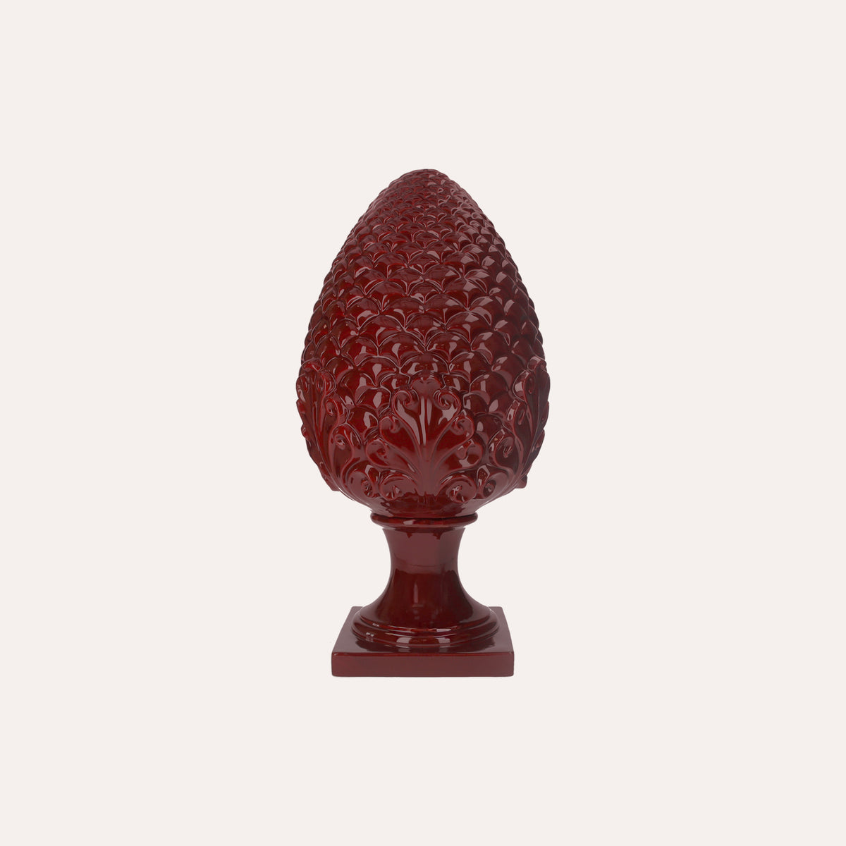 Decorazione Pigna in Ceramica Bordeaux Media Artigianale Made in Italy
