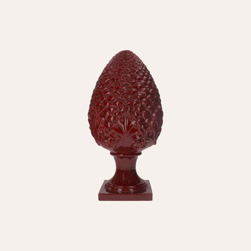 Decorazione Pigna in Ceramica Bordeaux Media Artigianale Made in Italy