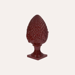 Medium Bordeaux Ceramic Pine Cone Decoration, Handcrafted in Italy