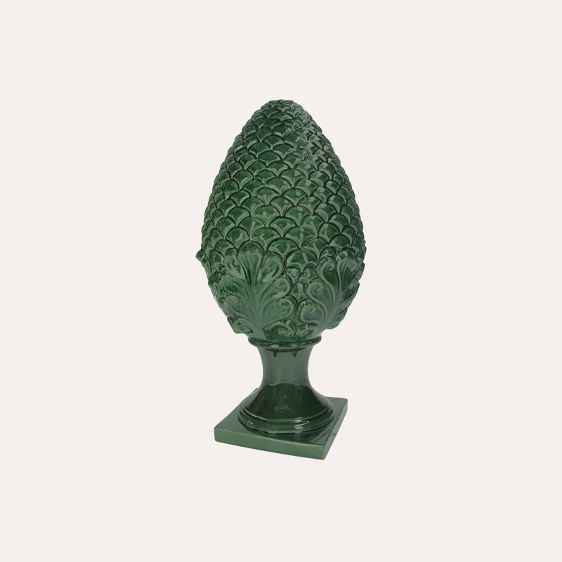 Decorazione Pigna in Ceramica Verde Media Artigianale Made in Italy