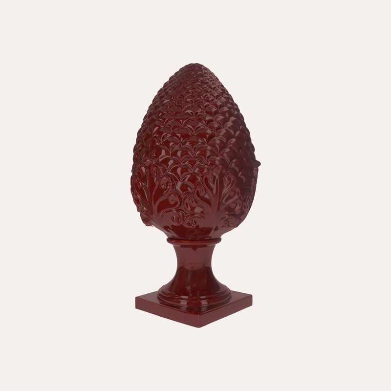 Decorazione Pigna in Ceramica Bordeaux Grande Artigianale Made in Italy h. 60 cm