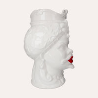 Vaso Testa di Moro Uomo in Ceramica Bianco Lucido