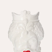 Vaso Testa di Moro Uomo in Ceramica Bianco Lucido