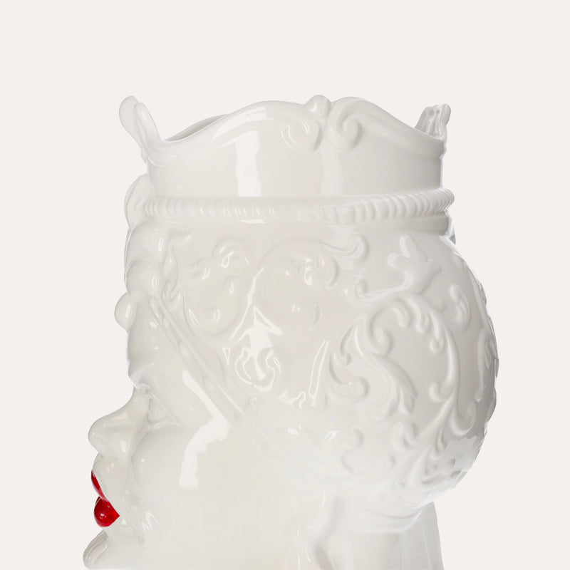Vaso Testa di Moro Uomo in Ceramica Bianco Lucido