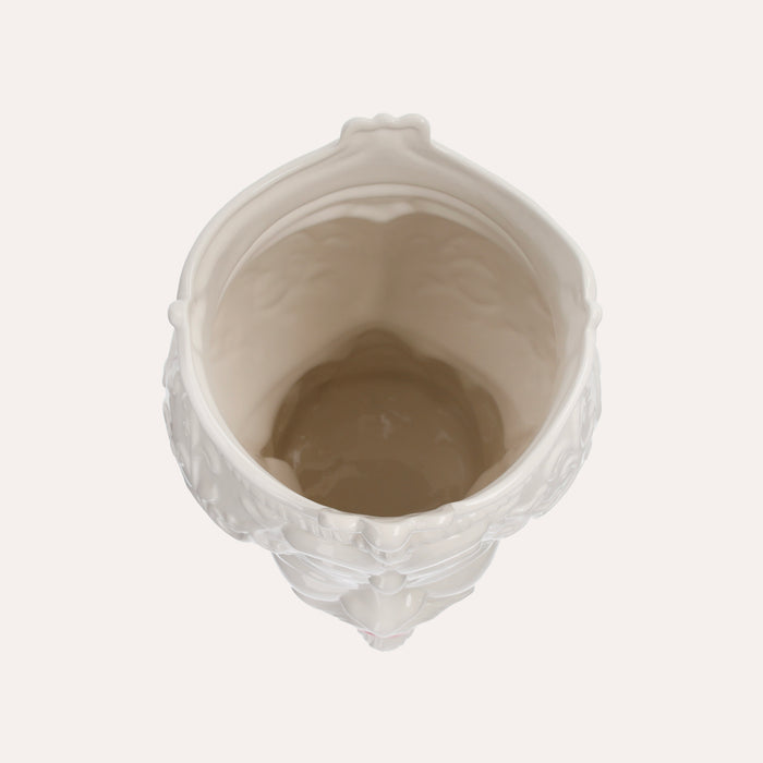 Vaso Testa di Moro Uomo in Ceramica Bianco Lucido