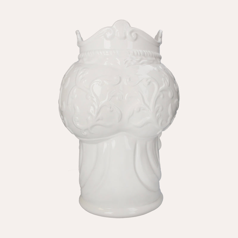 Vaso Testa di Moro Donna in Ceramica Bianco Lucido