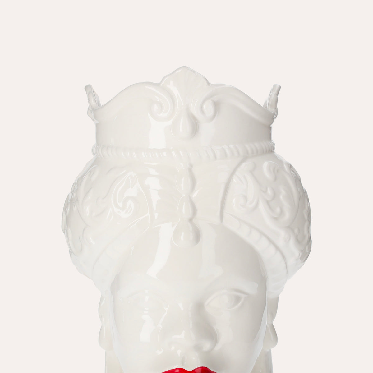 Vaso Testa di Moro Donna in Ceramica Bianco Lucido