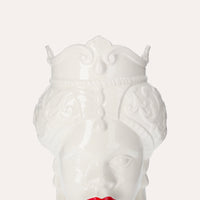 Vaso Testa di Moro Donna in Ceramica Bianco Lucido