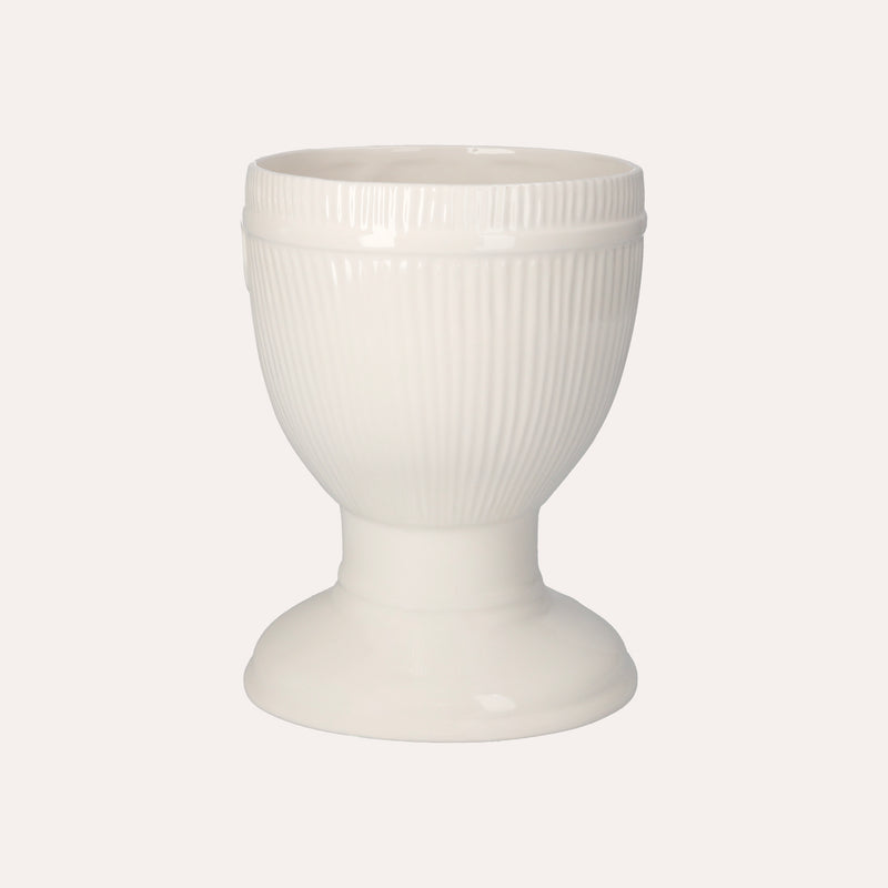 Vaso Decorativo Naif in Ceramica Bianco Lucido Dipinto a Mano