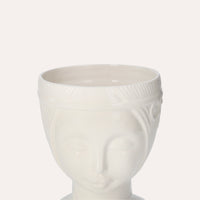 Vaso Decorativo Naif in Ceramica Bianco Lucido Dipinto a Mano