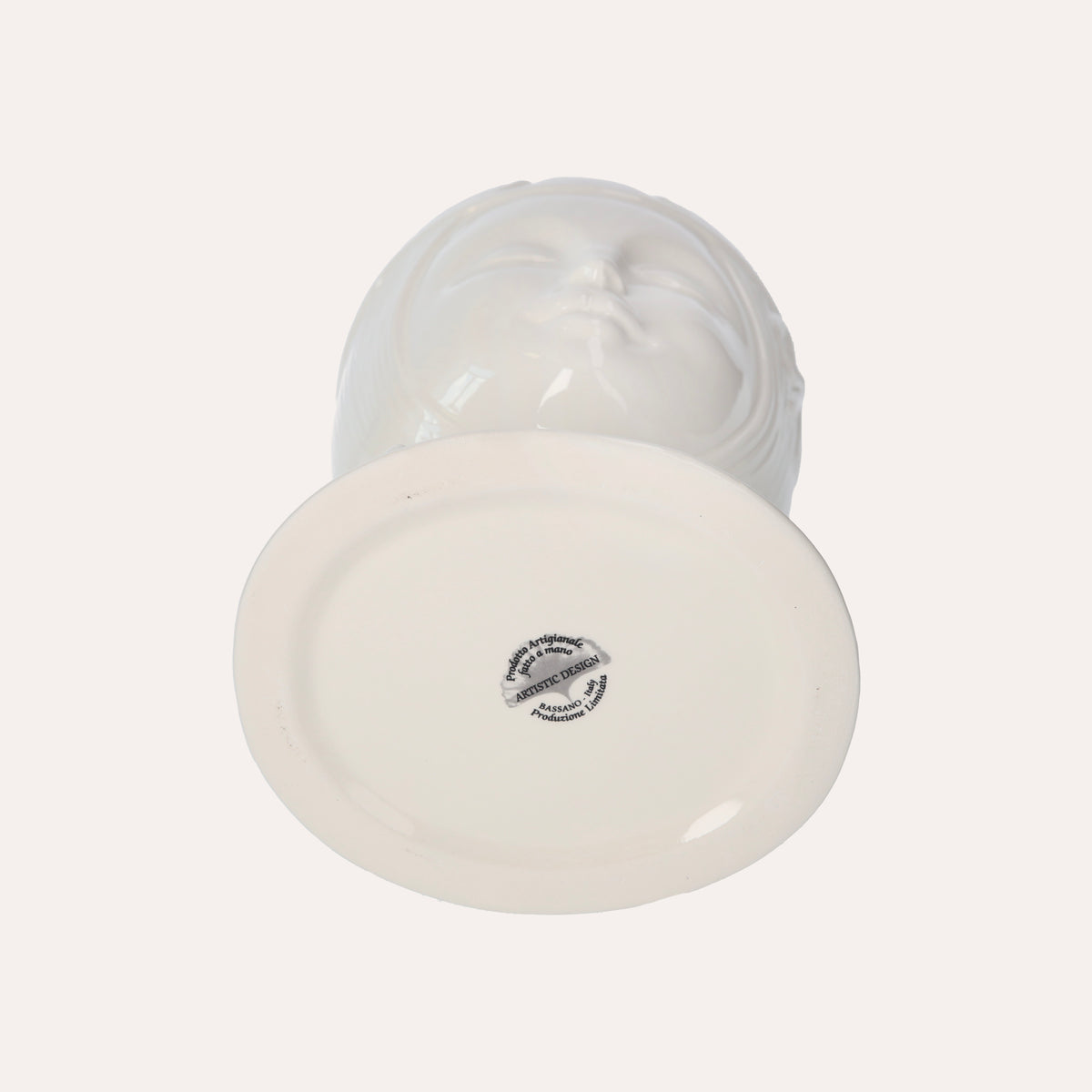Vaso Decorativo Naif in Ceramica Bianco Lucido Dipinto a Mano
