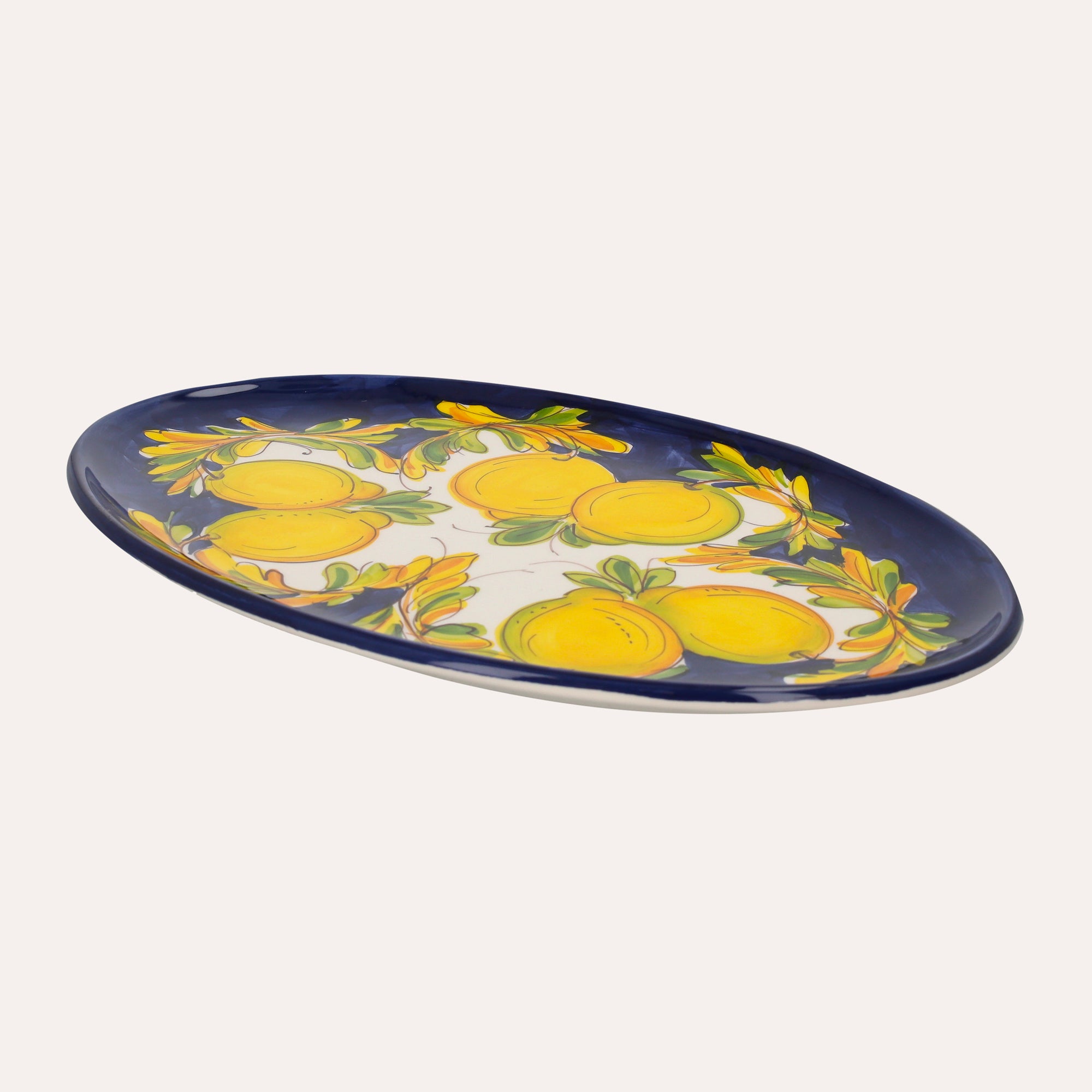 Oval Ceramic Tray with Lemon Motif – Made in Italy