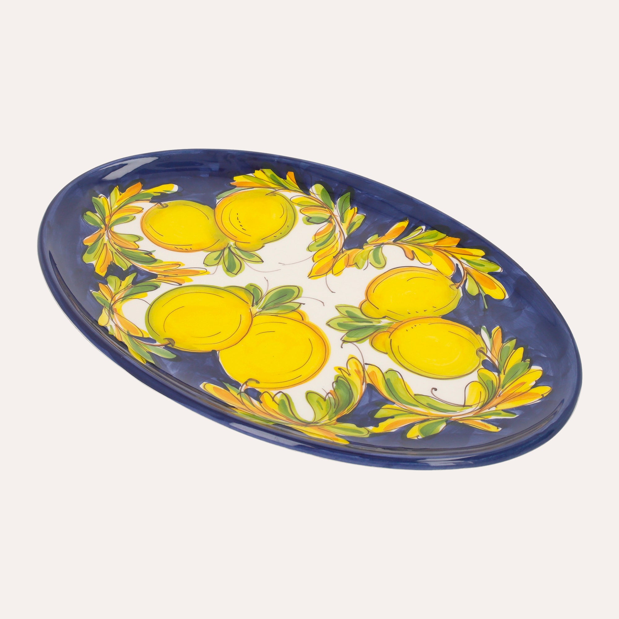 Oval Ceramic Tray with Lemon Motif – Made in Italy