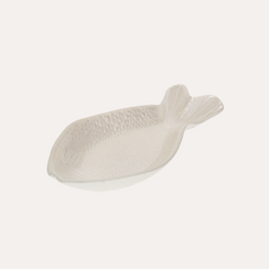 Set mit 2 Fischtellern aus perlweißem Glas, 25 x 12 cm