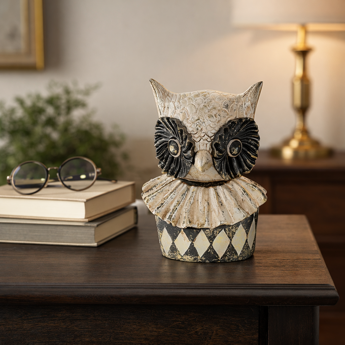 Busto Civetta Decorativo in Resina H20x25 cm