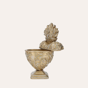 Cofanetto Cuore Sacro in Resina Oro H.18x10x6cm