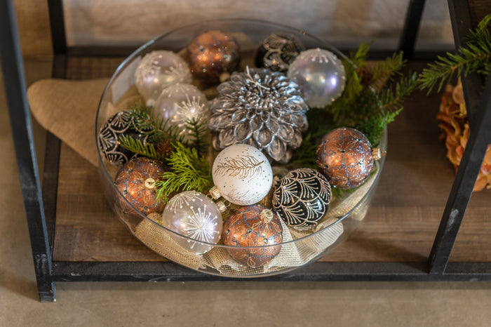 Set di 4 Palline di Natale in Vetro Nero Elegante