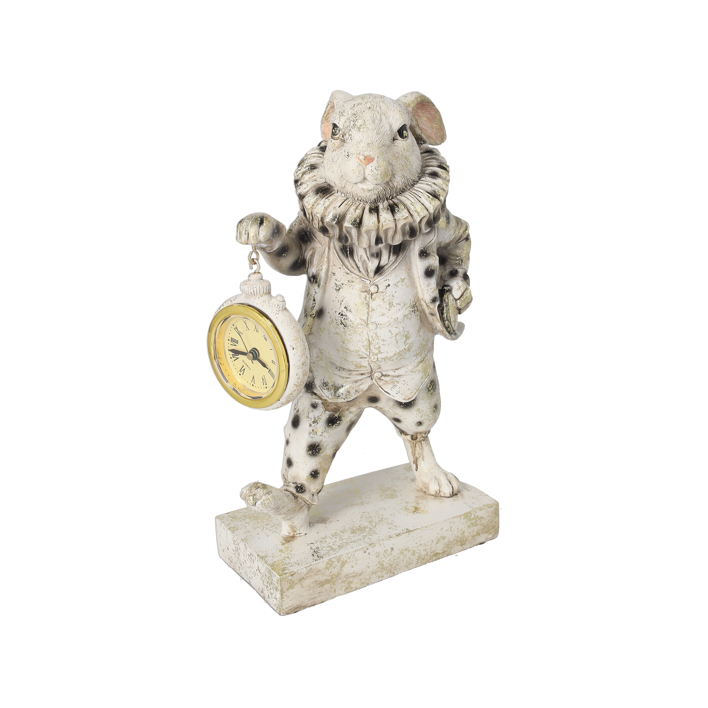 Vintage Decorative Resin Rabbit with Rectangular Base and Gold Details – H 24 cm