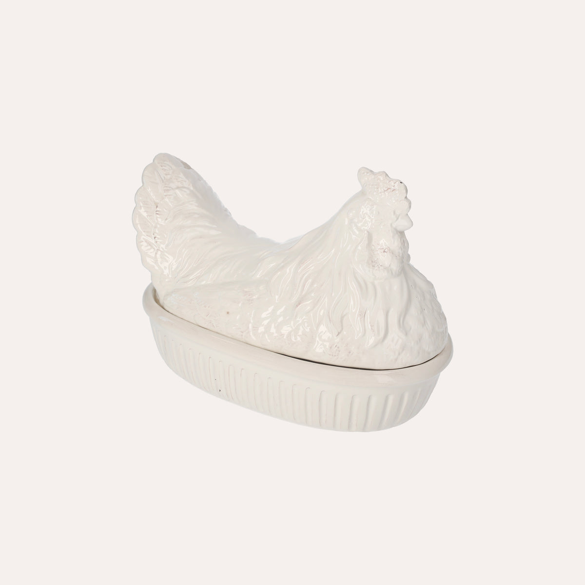 Centrotavola In Ceramica Bianca A Forma Di Gallina, idea regalo