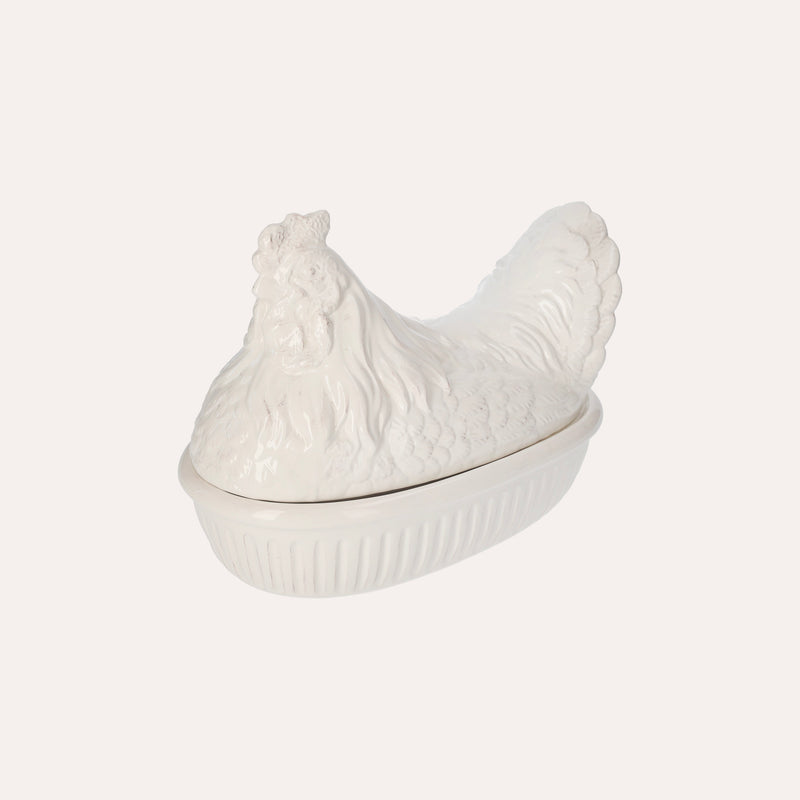 Centrotavola In Ceramica Bianca A Forma Di Gallina, idea regalo
