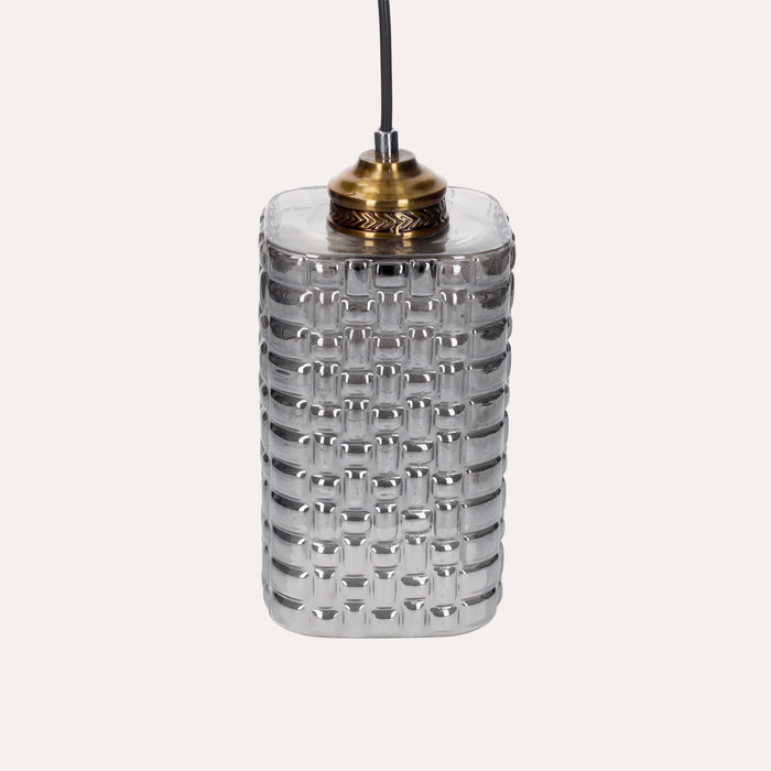 Lampadario Moderno a Sospensione in Vetro Grigio Lucido