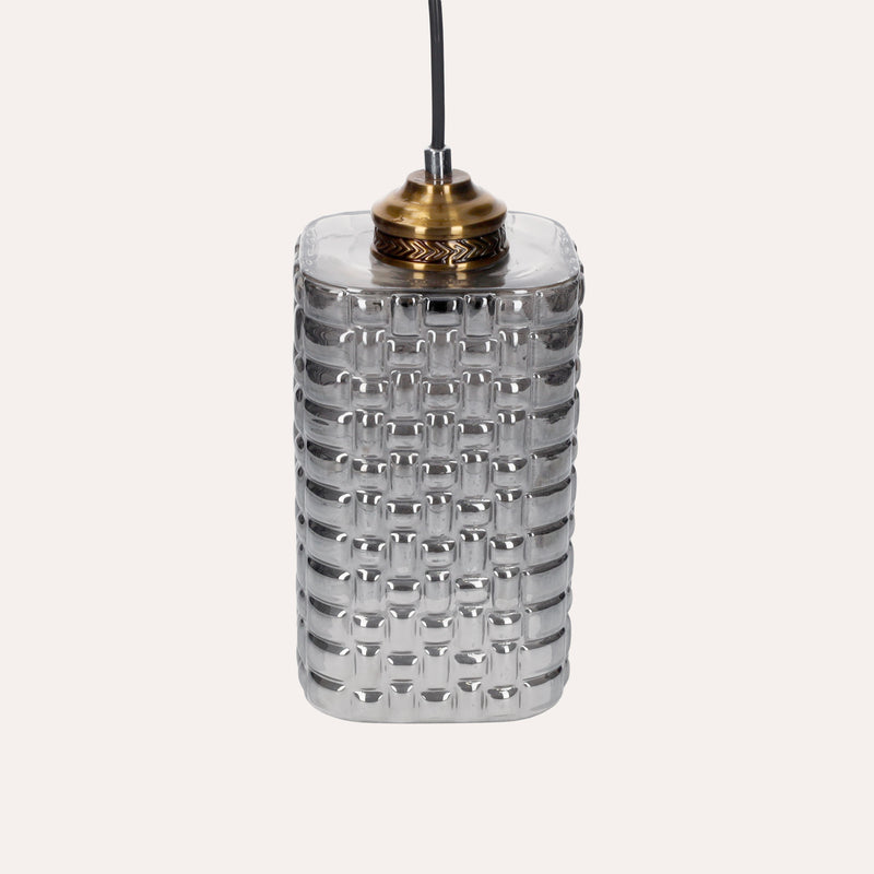 Lampadario Moderno a Sospensione in Vetro Grigio Lucido