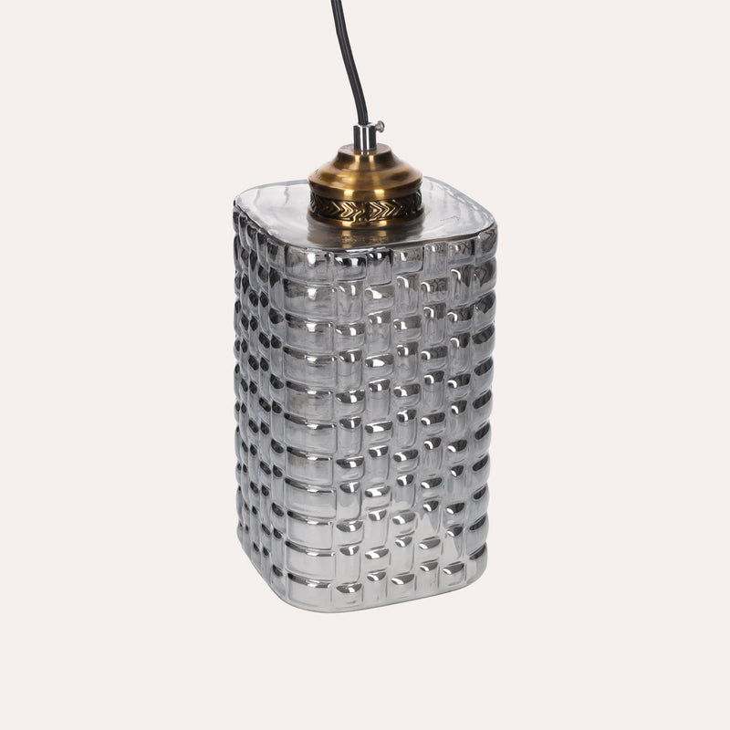 Lampadario Moderno a Sospensione in Vetro Grigio Lucido