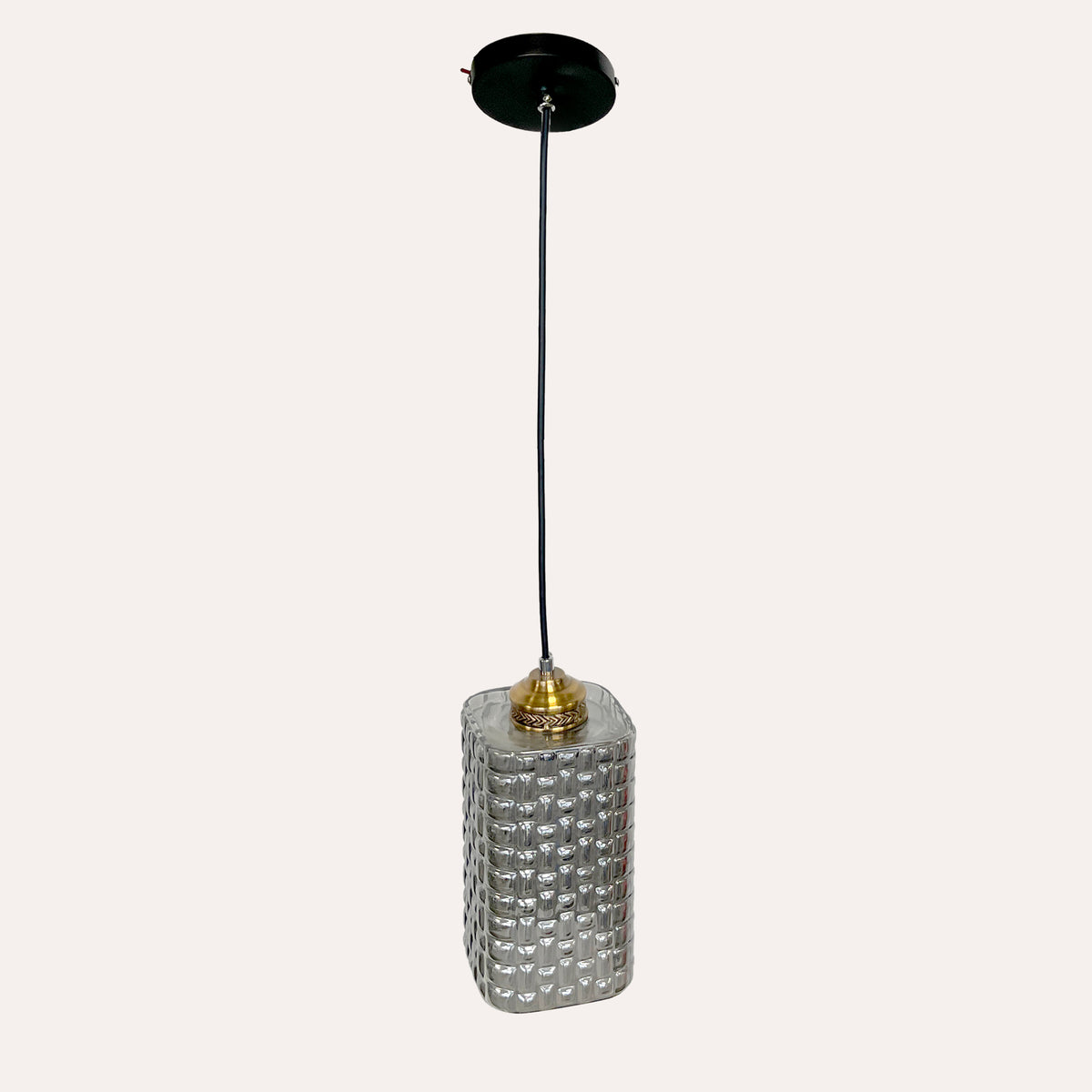 Lampadario Moderno a Sospensione in Vetro Grigio Lucido