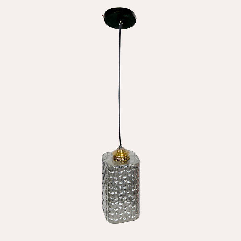 Lampadario Moderno a Sospensione in Vetro Grigio Lucido