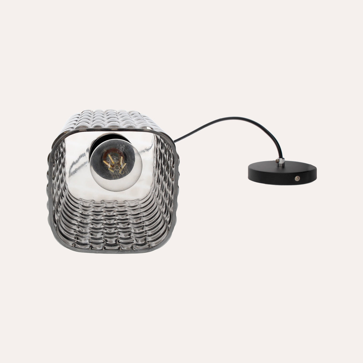 Lampadario Moderno a Sospensione in Vetro Grigio Lucido