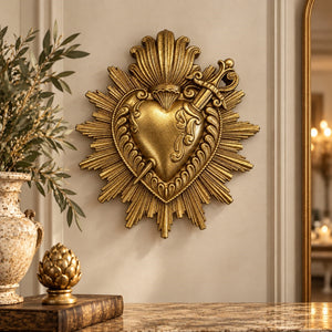 Cuore Sacro con Spada in Resina Oro 13x16 cm - KeyHome Store