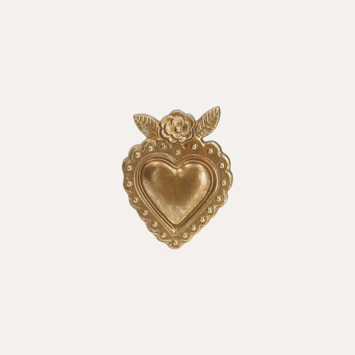 Cuore Sacro con Fiore in Resina Oro H.18x13x3cm
