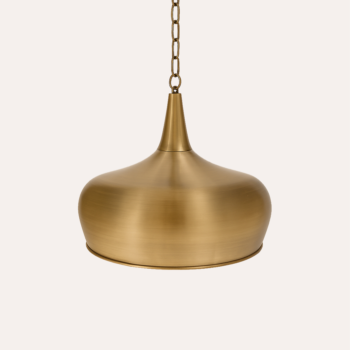 Lampadario in Metallo Dorato con Design Industriale a Campana