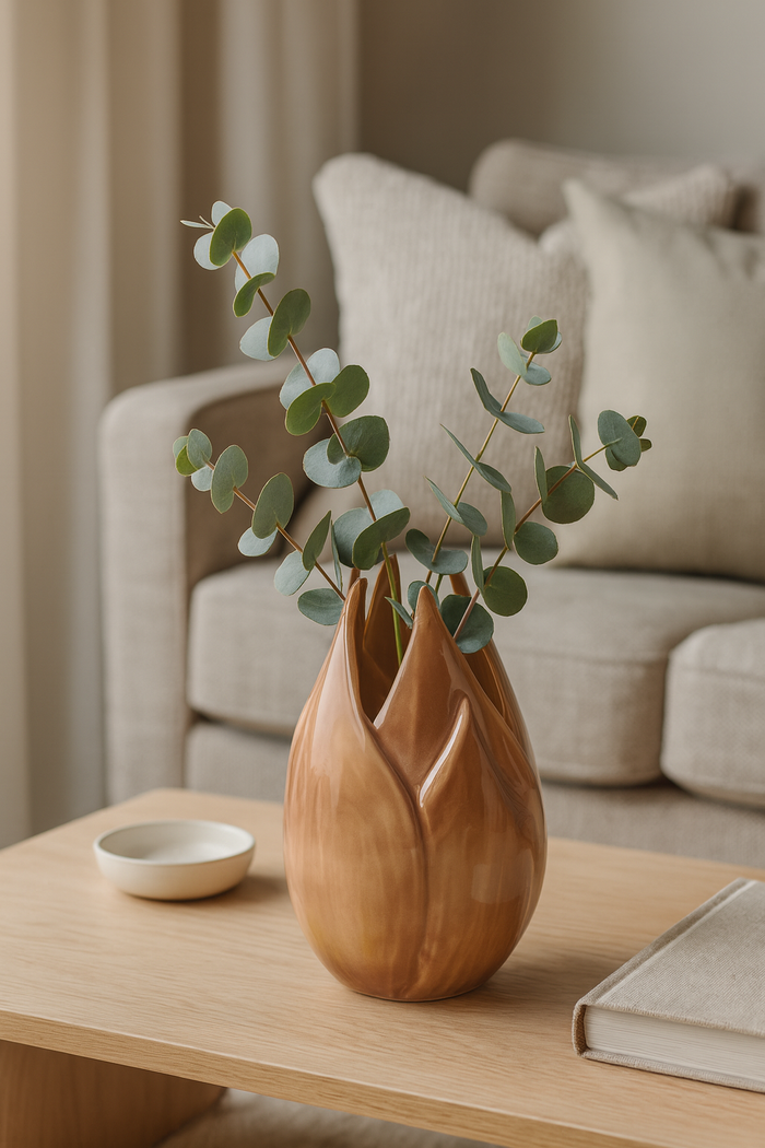 Sofisticato Vaso Rosa Antico con Dettagli Floreali in Ceramica