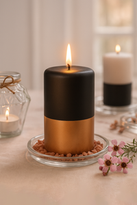 Candela Nera con Bordo Dorato, Elegante e Versatile