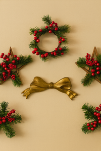 Fiocco Decorativo Dorato In Legno Intagliato, Perfetto Per Parete O Albero