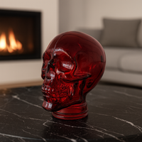 Teschio Decorativo in Vetro Fucsia – Scultura per Decorazioni Moderne