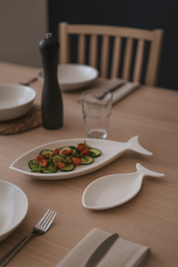 Fondina a Forma di Pesce in Ceramica Bianca Piccola