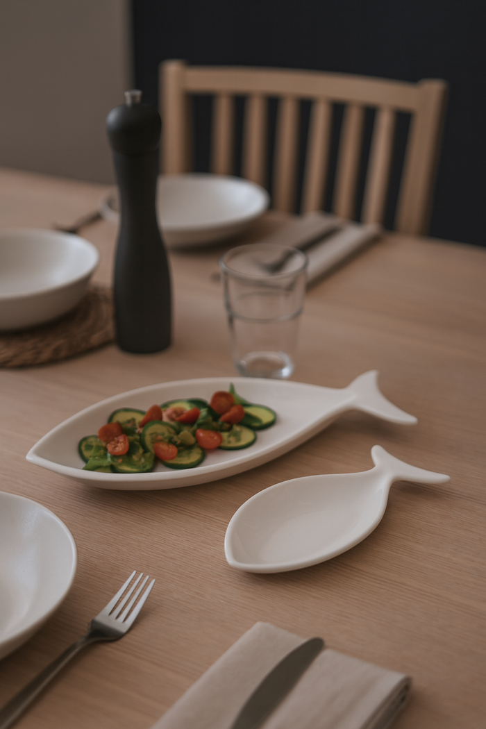 Fondina a Forma di Pesce in Ceramica Bianca Piccola