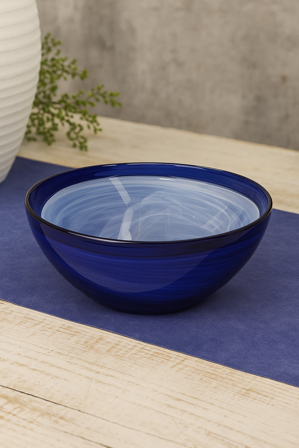 Set di 2 Bowl in Vetro Azzurro e Bianco
