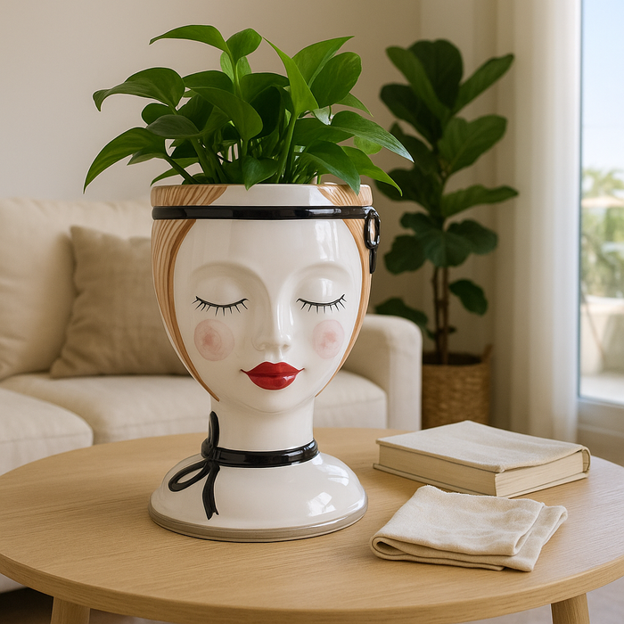 Vaso Testa di Donna in Ceramica Italiana – Design Artistico Fatto a Mano
