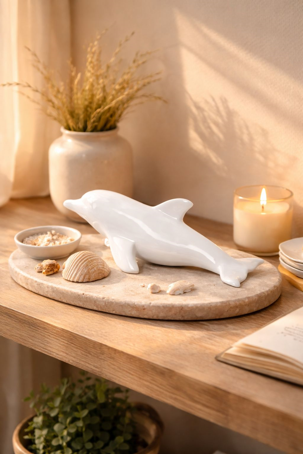 Delfino Decorativo Bianco Lunghezza 50 cm