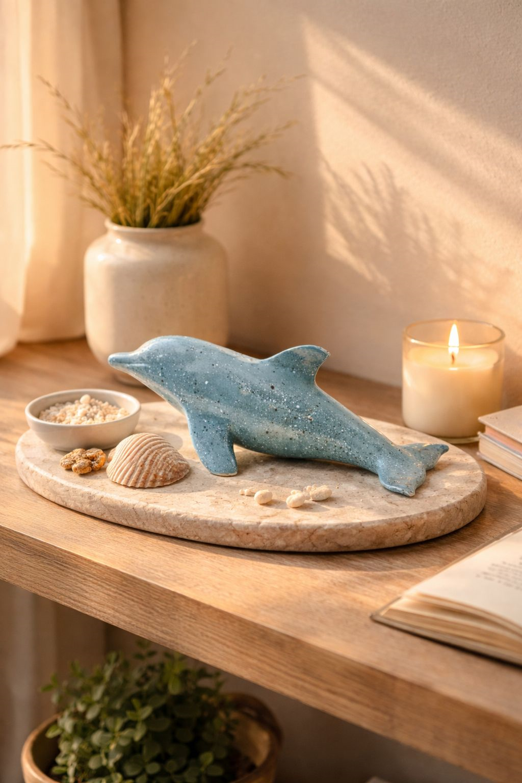 Delfino Decorativo Blu Effetto Granito Lunghezza cm 50