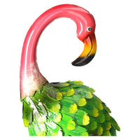 Fenicottero Decorativo in Ferro Verde e Rosa per Giardini