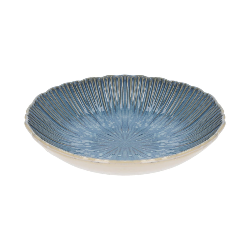 Insalatiera in Ceramica Turchese con Decoro Corallo