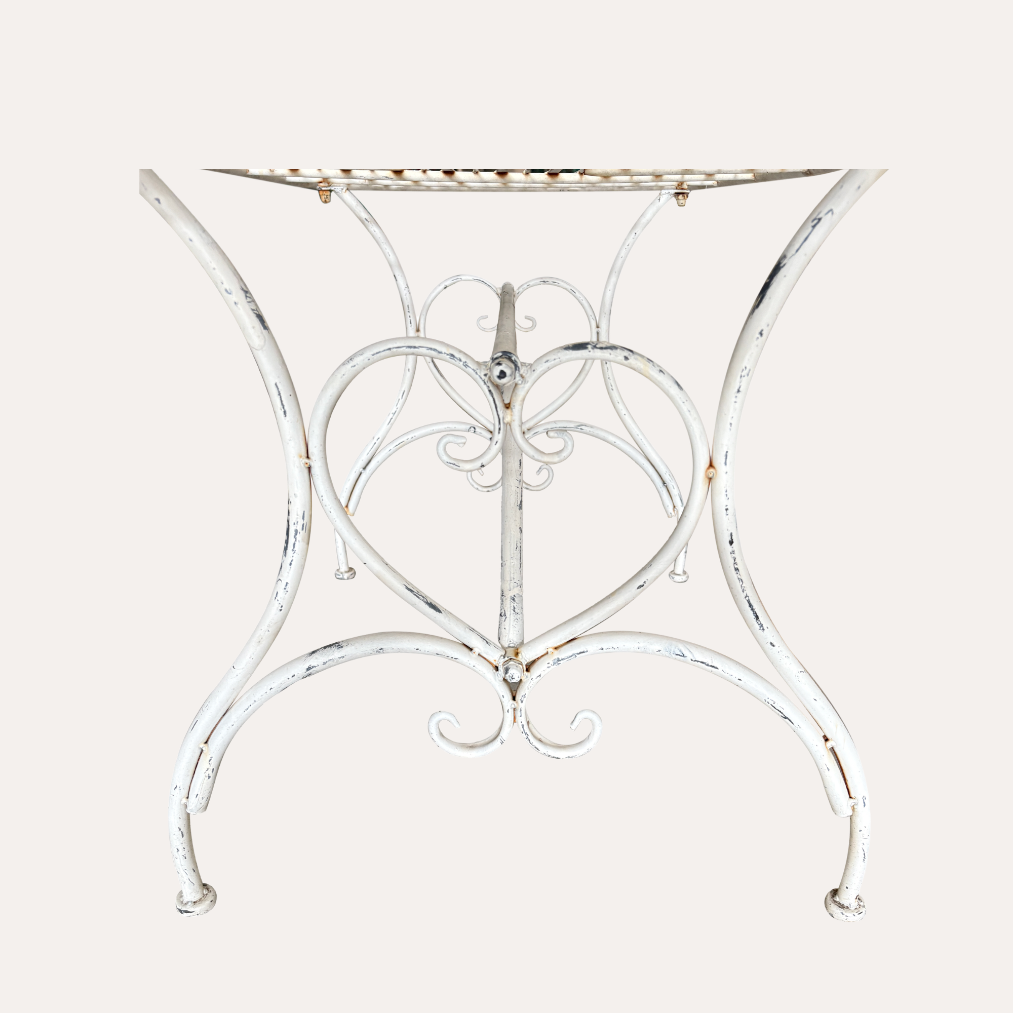 Set da Giardino Antik con Tavolino Fumo e 4 Poltroncine Bianco Anticato